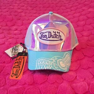 NWT Von Dutch Iridescent Pink, Purple And Blue Trucker Style Baseball Hat